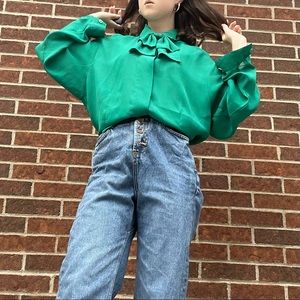 Vintage green button up blouse